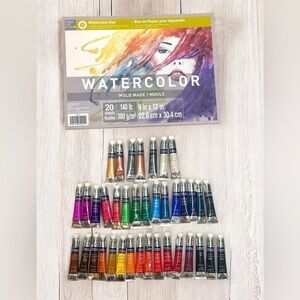 Watercolor Paint Bundle- 38 Winsor & Newton Cotman Watercolor Paint Tubes + Pad